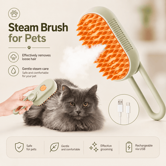 3-in-1 Pet Brush | Steam, Massage & Hair Removal