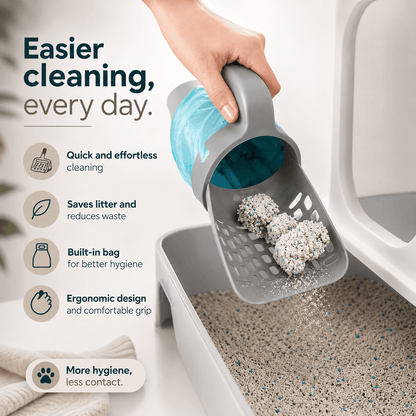 Cat Litter Scoop with Built-in Bag Dispenser (+4 Waste Bags)