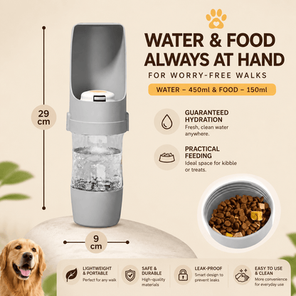 2-in-1 Portable Water and Food Bottle for Dogs and Cats – 500ml