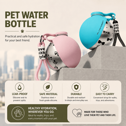 Portable Pet Water Bottle for Dogs & Cats – Travel Dispenser