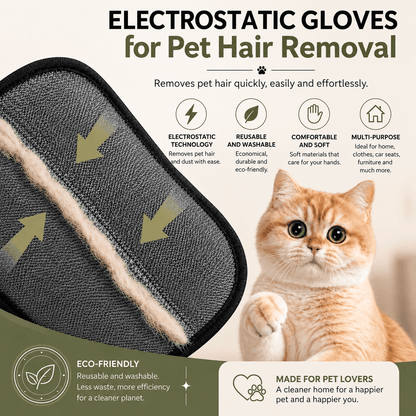 2 Reusable Pet Hair Remover Gloves