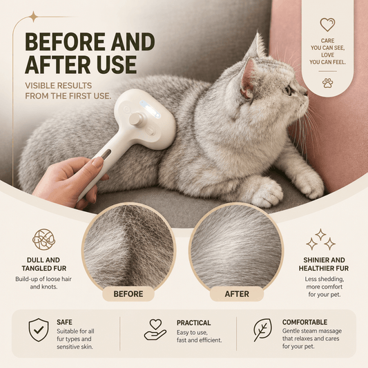 3-in-1 Pet Brush | Steam, Massage & Hair Removal