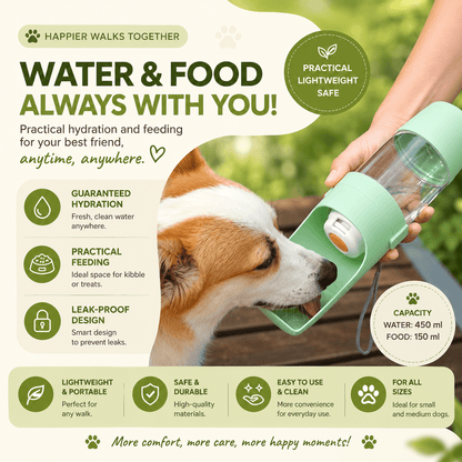 2-in-1 Portable Water and Food Bottle for Dogs and Cats – 500ml