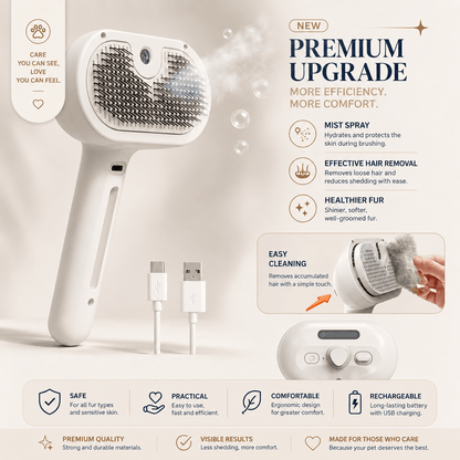 3-in-1 Pet Brush | Steam, Massage & Hair Removal