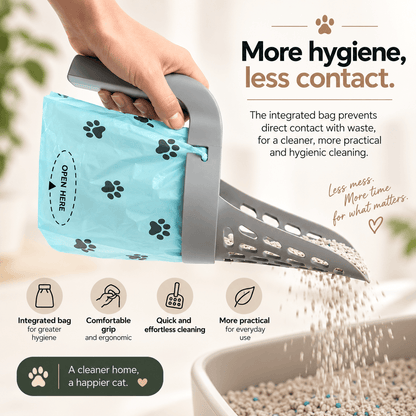 Cat Litter Scoop with Built-in Bag Dispenser (+4 Waste Bags)