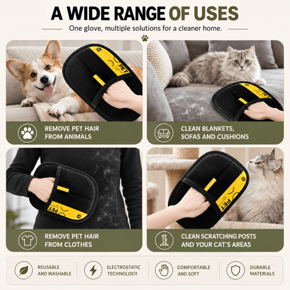 2 Reusable Pet Hair Remover Gloves