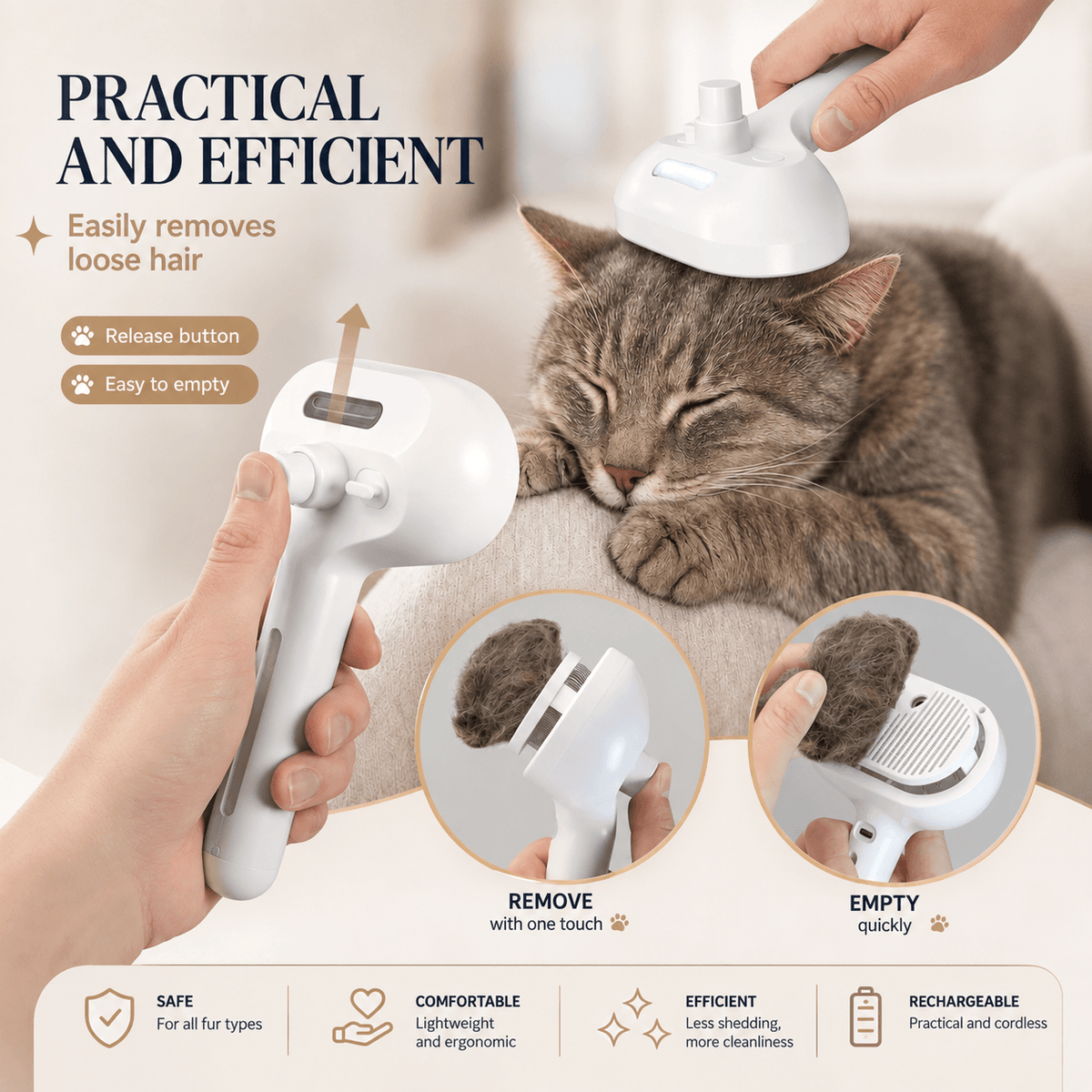 3-in-1 Pet Brush | Steam, Massage & Hair Removal
