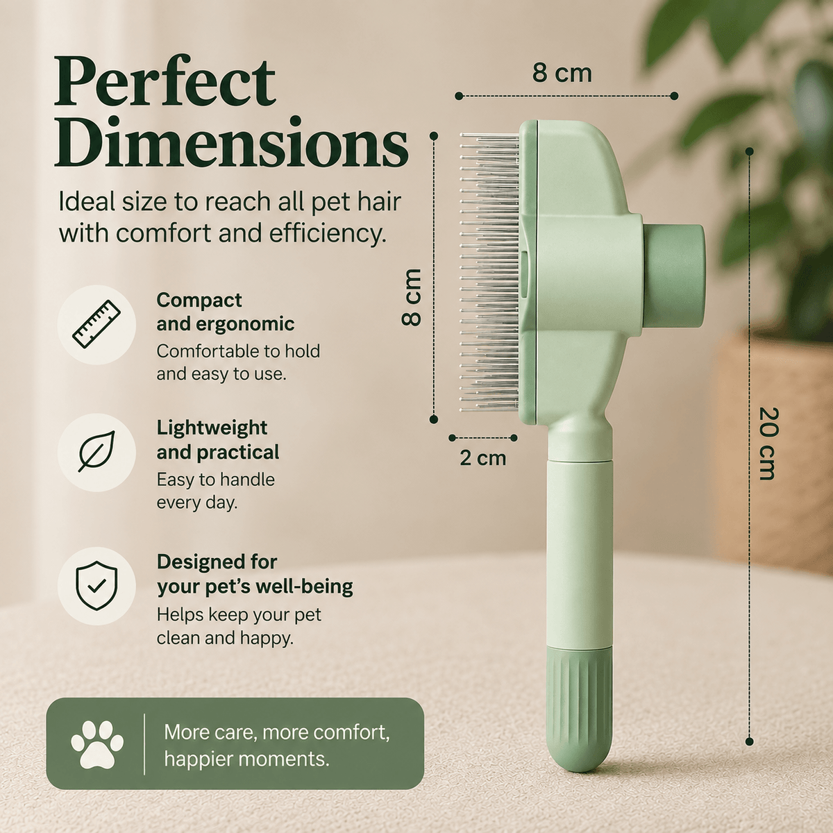 Self-Cleaning Brush for Cats and Dogs – Effortlessly Removes Hair and Detangles