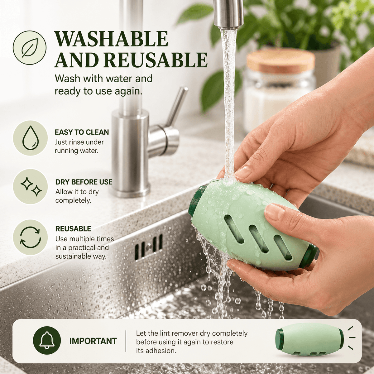 Reusable Hair and Lint Remover – Washable & Portable