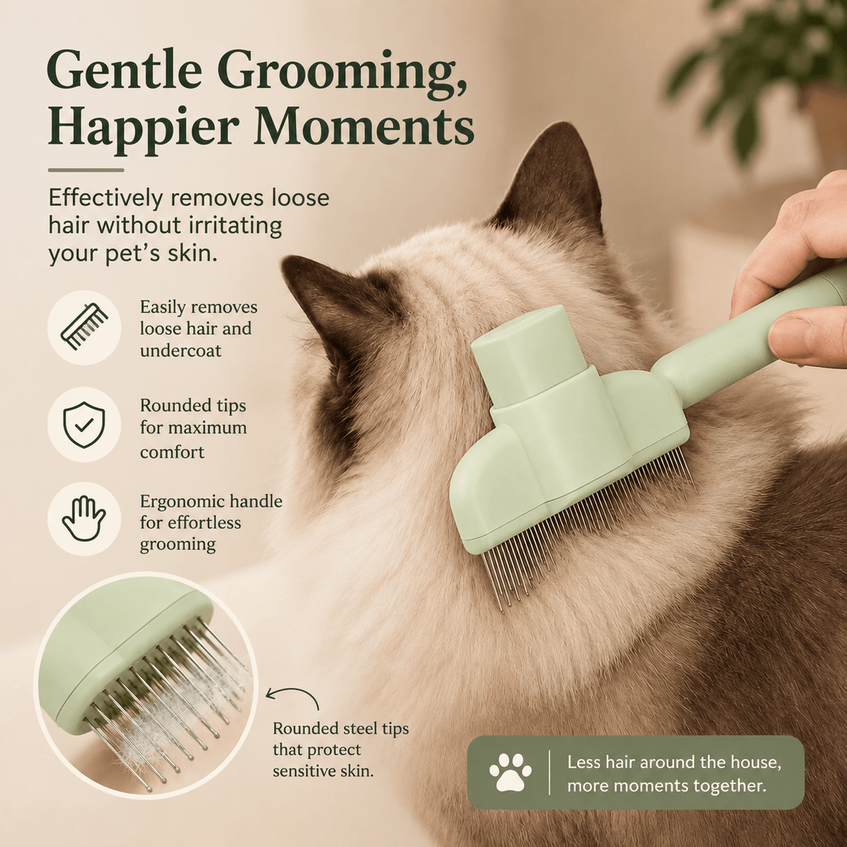 Self-Cleaning Brush for Cats and Dogs – Effortlessly Removes Hair and Detangles