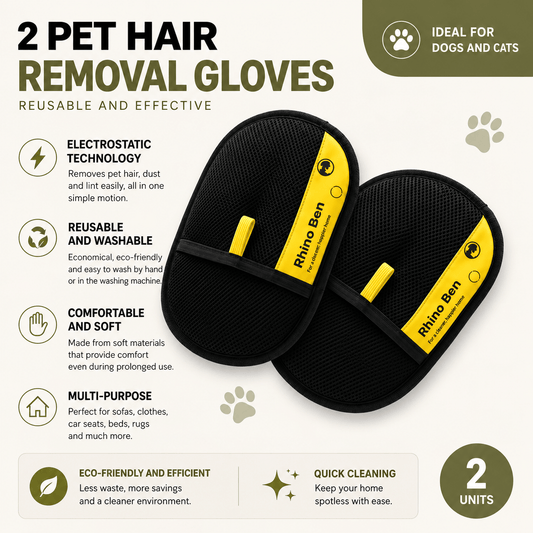 2 Reusable Pet Hair Remover Gloves