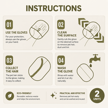 2 Reusable Pet Hair Remover Gloves