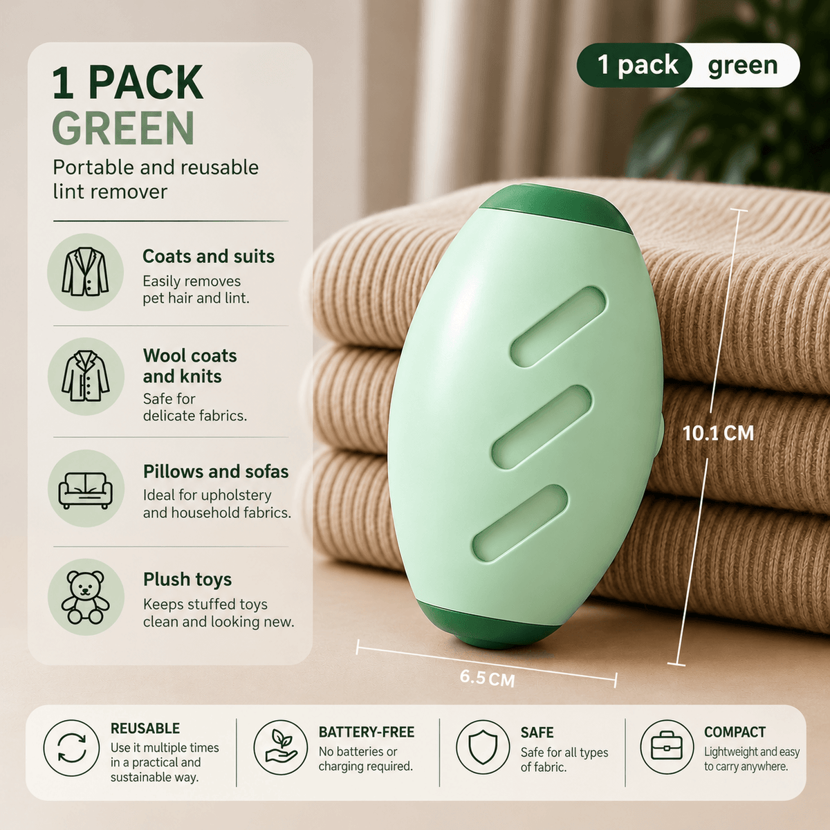 Reusable Hair and Lint Remover – Washable & Portable