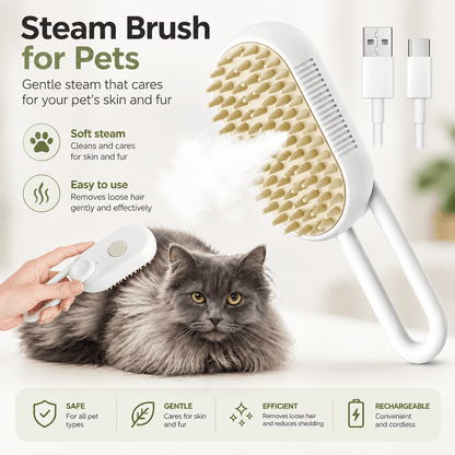 3-in-1 Pet Brush | Steam, Massage & Hair Removal